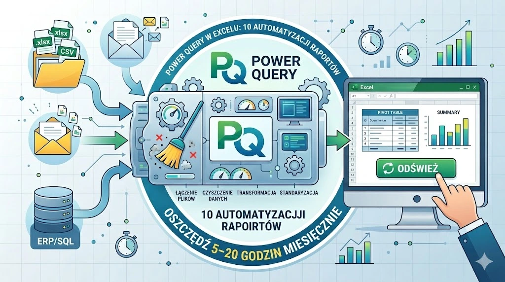 Power Query w Excelu: 10 automatyzacji raportów, które oszczędzą 5–20 godzin miesięcznie (z przykładami)